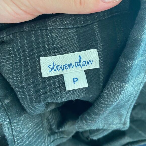 Steven Alan XS Shirt Dress Striped Gray Black Striped Long Sleeve - Picture 2 of 8